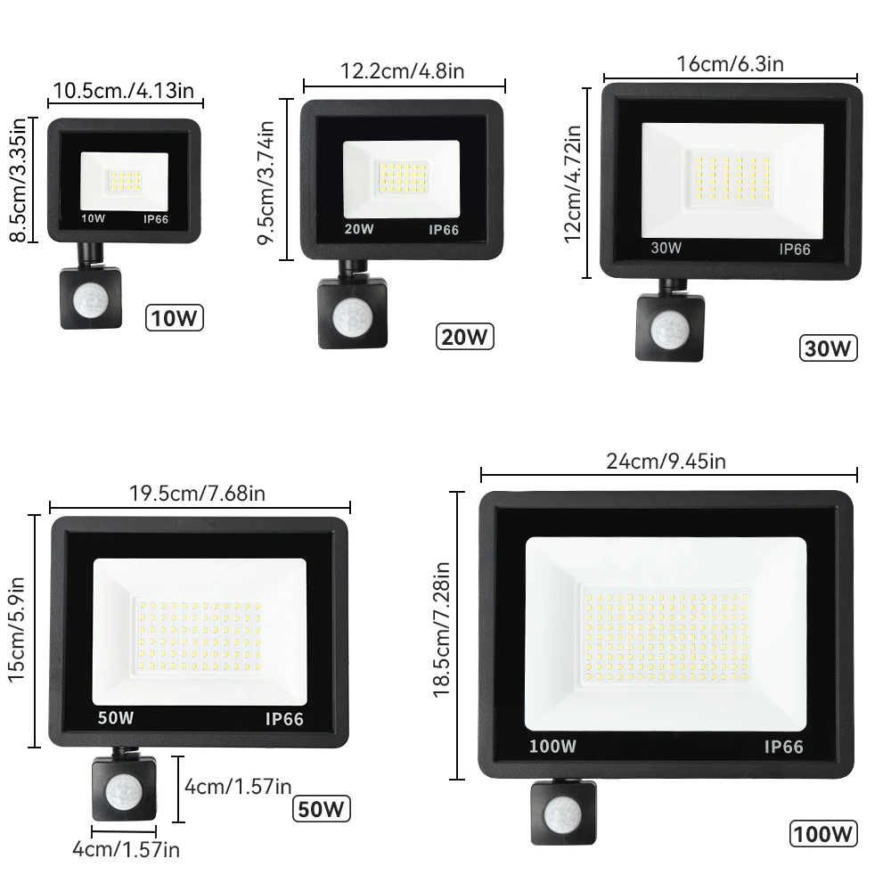 LED Floodlight PIR Motion Sensor White/Warm White IP66 AC220V Exterior Projector Spotlight SMD2835 Outdoor Lighting Floor Lamp led motion sensor light led flood light