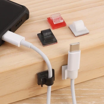Wire Manager Device Self Adhered Fixed Wire Clamp Light String Storage Hook Charging Data Cable Organization Office Desk Storage 4