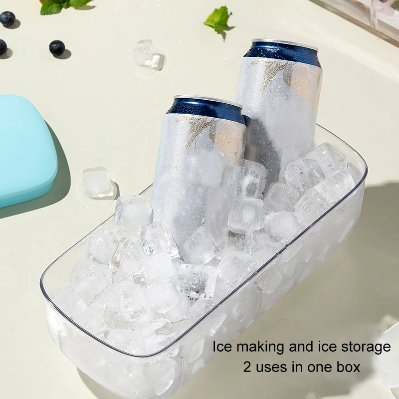Ice Cube Tray With Lid And Bin Quick Release Silicone Ice Cube Maker Mold With Container For Cocktail Whiskey Bar Kitchen Tools