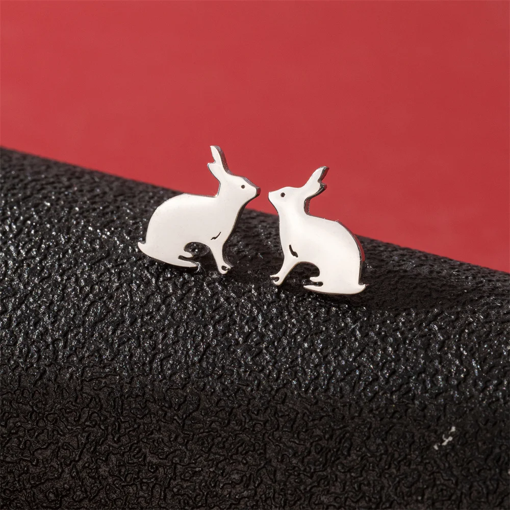 Shuang shuo 1 Paar Edelstahl niedlichen Kaninchen Hasen Ohrring für Frauen Mode Tier Ohr stecker nostalgisch und Retro Schmuck Geschenk – Detail 3