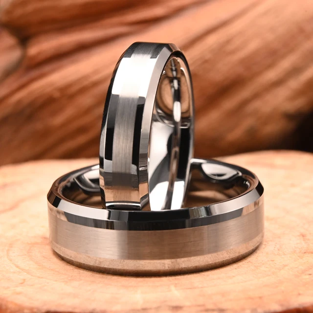 8MM/6MM silver tungsten ring anillos bague homme pareja de compromiso fashion jewelry Men's wedding bands couple engagement ring