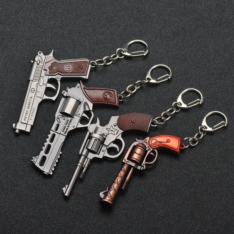 Hot Game PUBG Keychain Playerunknown s Battlegrounds P92 Flare Gun Keyring Eat Chicken Key Chain Revolver Jewelry