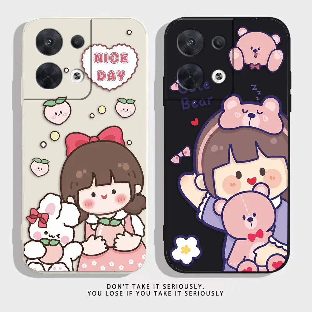 Bella Custodia Per Telefono Happy Girl Per Oppo Reno 8 7 9 6 7Se 5 4 4Se 4 3 4G 5G Pro Plus Custodia Per Liquidi A Colori Funda Cqoue Shell