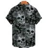 Skull Print Hawaiian Shirt Men Summer Short Sleeve Loose Beach Breathable Hip Hop Harajuku Top Oversize 5XL 3