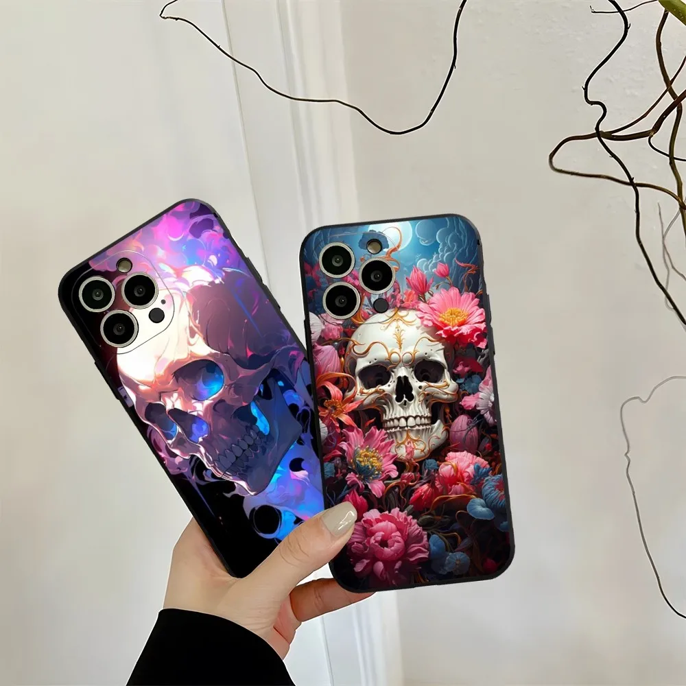 Skull Head Art Phone Case For Iphone 13Promax 15 11 13 14 Pro Xs Max Mini Xr X 7 8 6 6S Plus Shell Coque