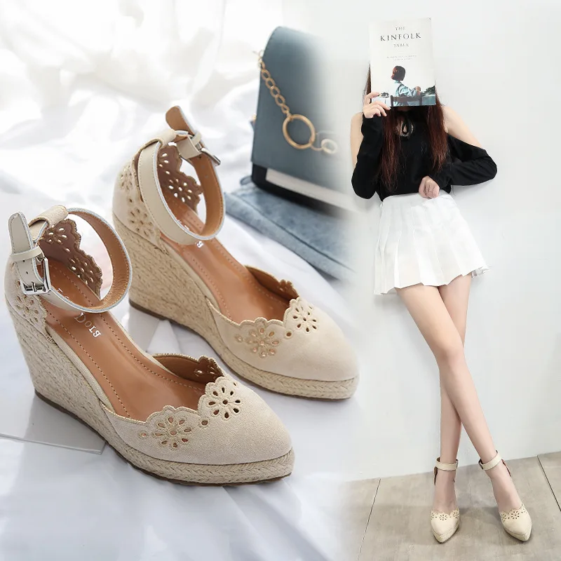 Comemore Women's Casual Summer Platform Pumps Shoes Women Sandals Heels 2023 Wedge Heel Woman Comfortable Sandalias De Mujer 34