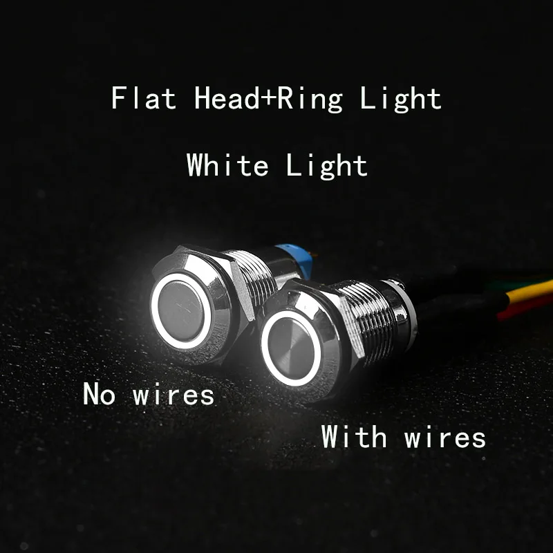 thumbnail image 1 of 12MM 1 pieza Pequeño interruptor de botón pulsador LED Encendido/apagado Zócalos Metal Arranque y parada 6V/12v/24V/220V Momentáneo Coche Eléctrico Motocicleta Barco, 1 of 5