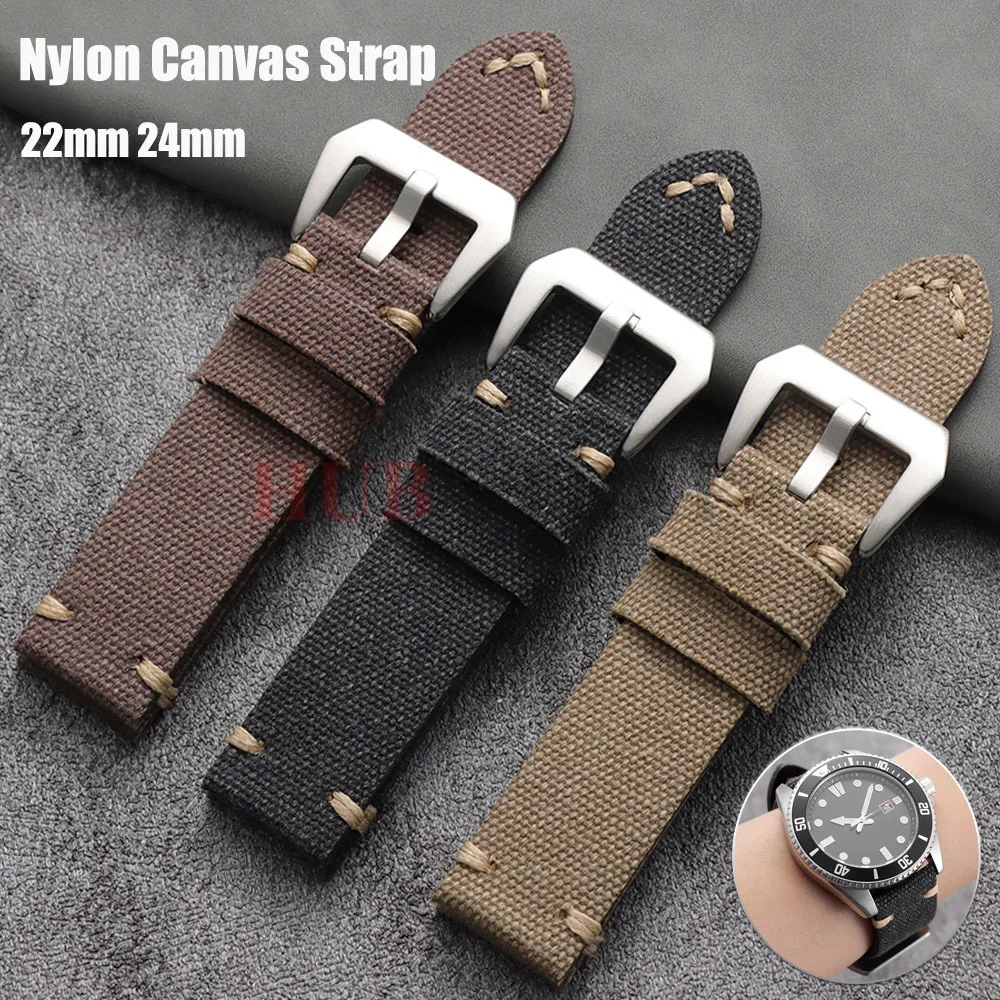 Universal Nylon Leather Denim Canvas Sport Watch Band - Business & Military Style Woven Wristband