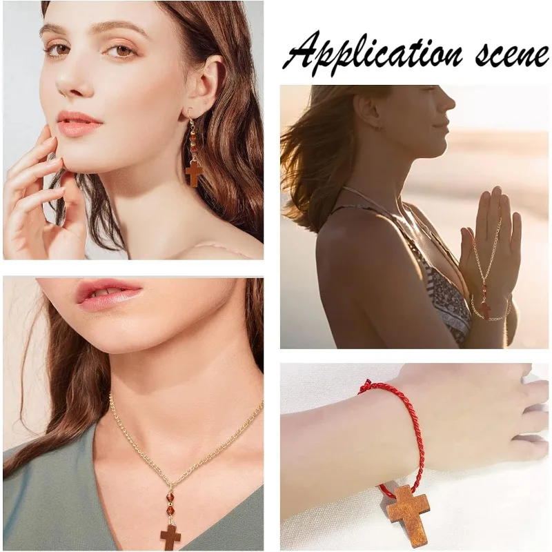 50 Stück Holzkreuze Natur - Kleine Kreuzanhänger Mit Loch Für DIY Schmuck