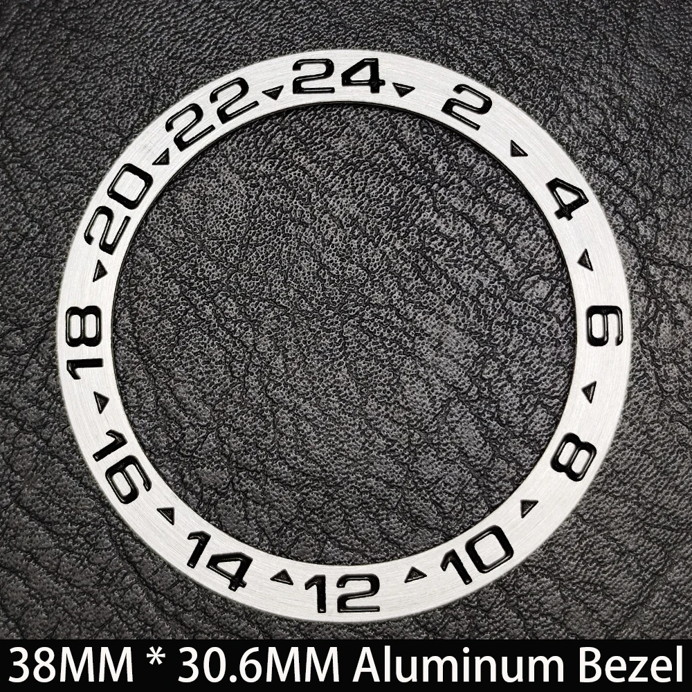 Elegant Blue Luminous Bezel GMT and Diving Watch Insert, Sloping 38mm x 30.6mm Ceramic/Aluminum