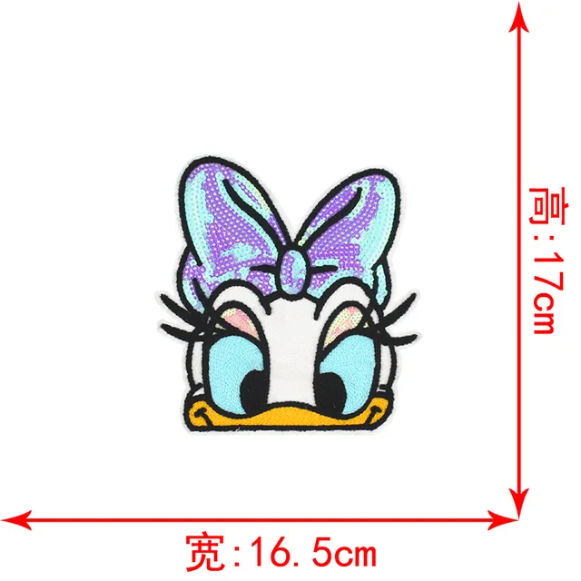 Disney Sequins Clothing Patch Mickey Minnie Mouse Patches Cartoon Sew Clothes Patch for T-shirt Coat DIY Decoration Women Gift Brown