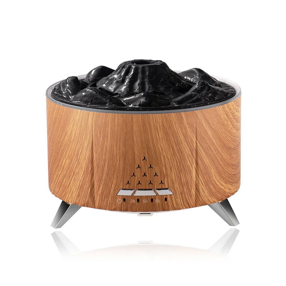 

9W Bluetooth Speaker Wood Flame Volcano Lava Aroma Air Humidifier 350mL Diffuser Bedroom White Noise Applies For Home,0ffice