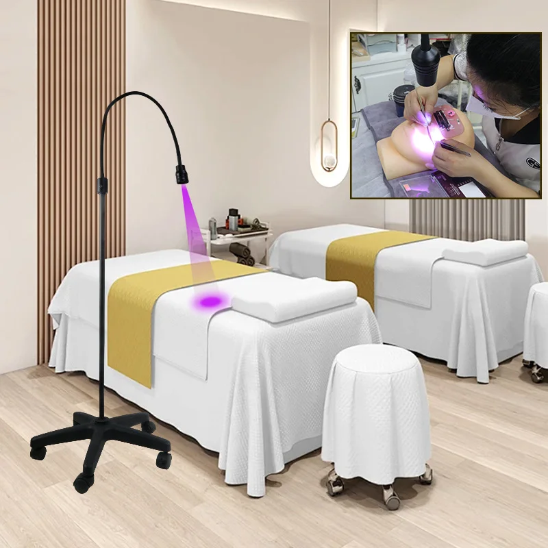 

5W LED UV Purple Light Eyelash Beauty Nail Lamp Glue Fast Cure False Eyelash Extension Pulley Movement Foot Switch Floor Lamp