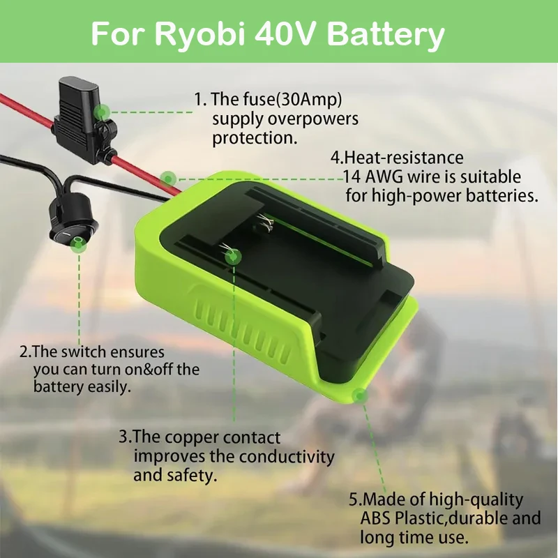 DIY Power Wheels Adaptor for Ryobi 40V Li ion Battery for PRc Car Robotics DIY Use Power Convertor with 14 AWG Wire AliExpress