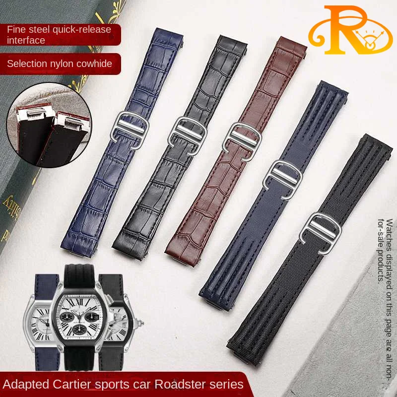 Per Cartier Roadster W6206018 W6206017 Cinturino In Nylon Da Uomo Interfaccia Speciale A Sgancio Rapido Cinturino In Pelle Cinturino Da 19Mm