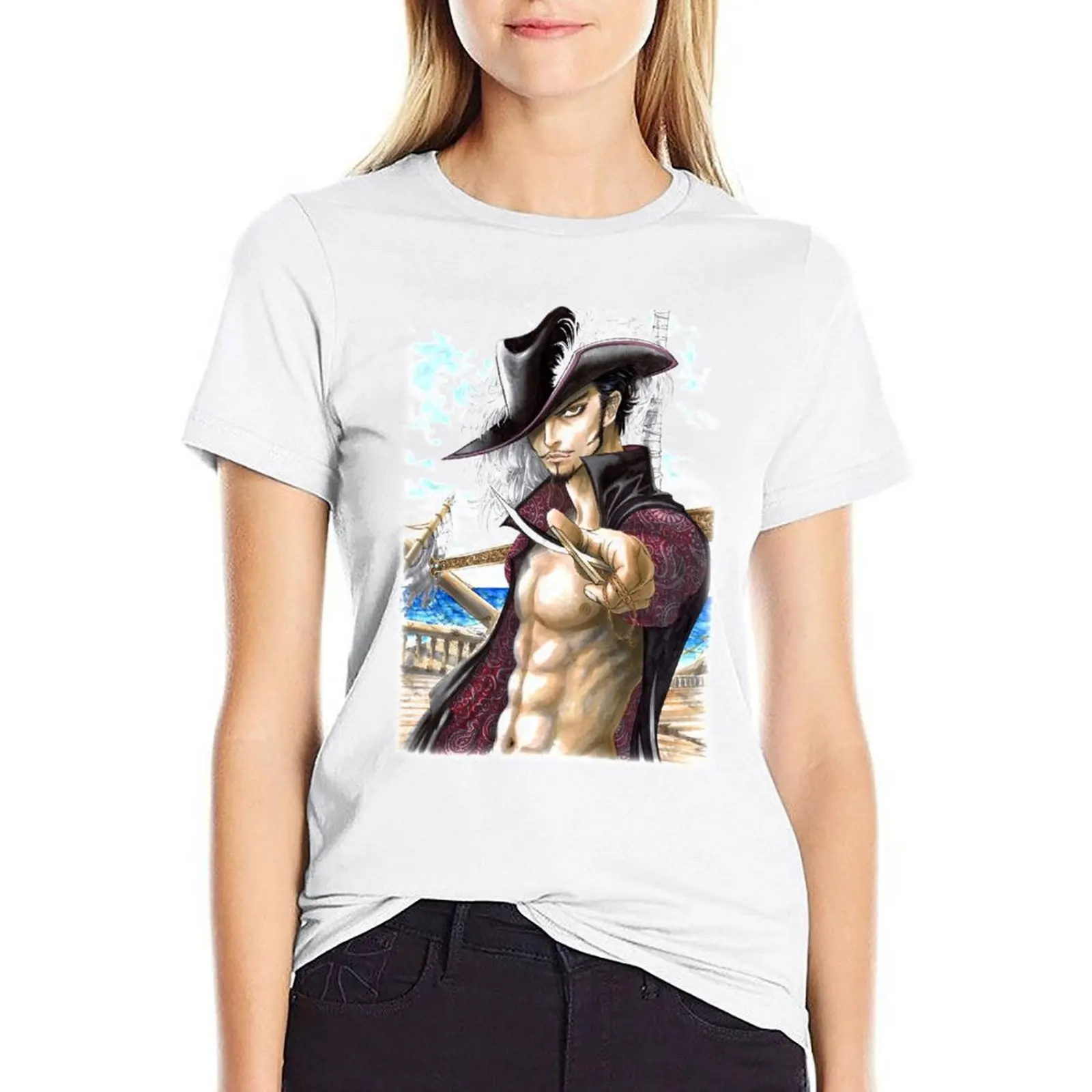 

Dracule Mihawk T-shirt Female clothing summer top Woman clothing