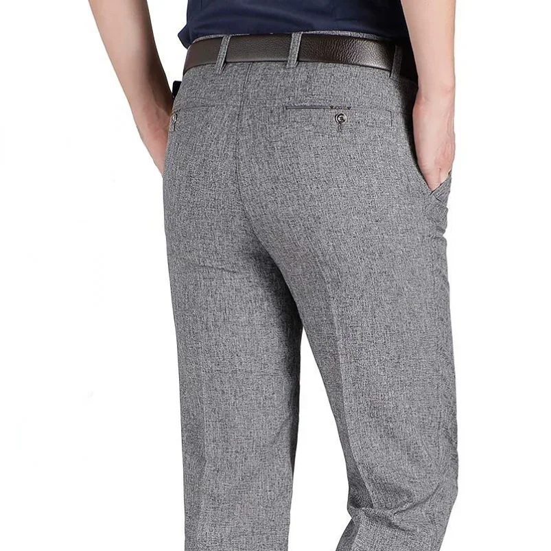 High Waist Men's Suit Pants High Quality Summer Straight Business Autumn Dress Formal Pants Big Size Classic Trousers YYQWSJ 4
