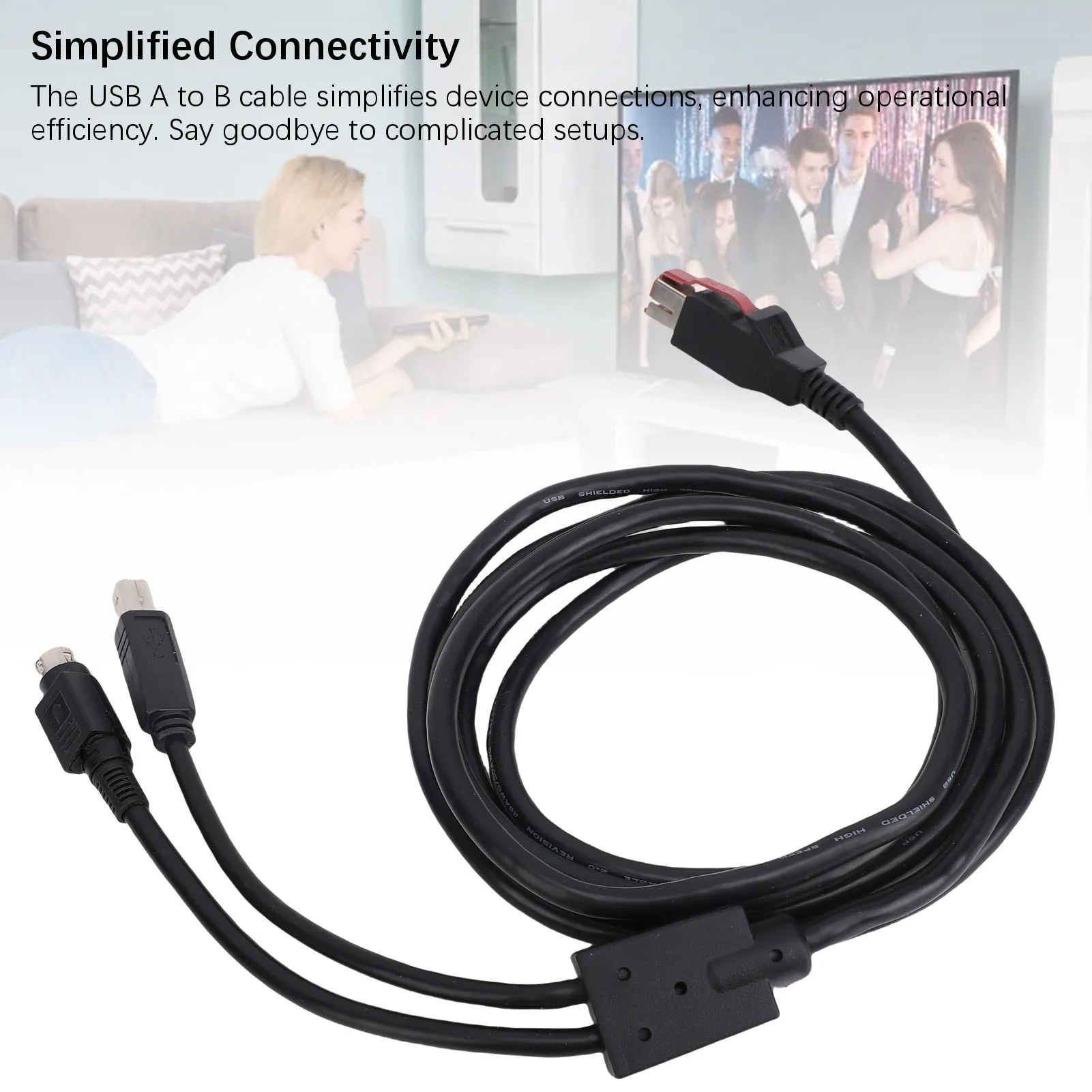 Printer Data Cable 1.8m 24V Power USB to USB2.0 B Male and 3 Pin Power Din Male Cord USB to 3 Pin Din Cable