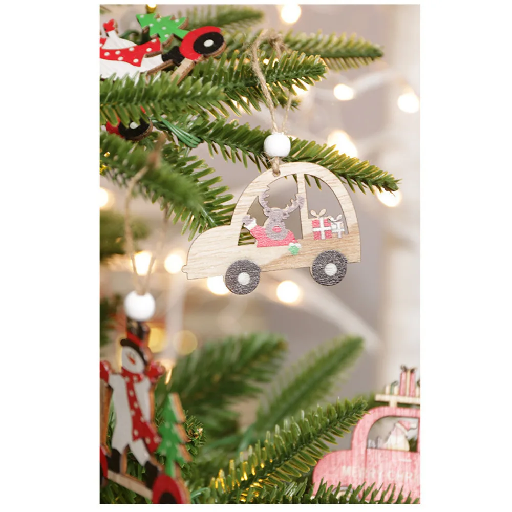 New wooden elderly snowman combination Christmas tree pendant hanging decoration_voghion.com