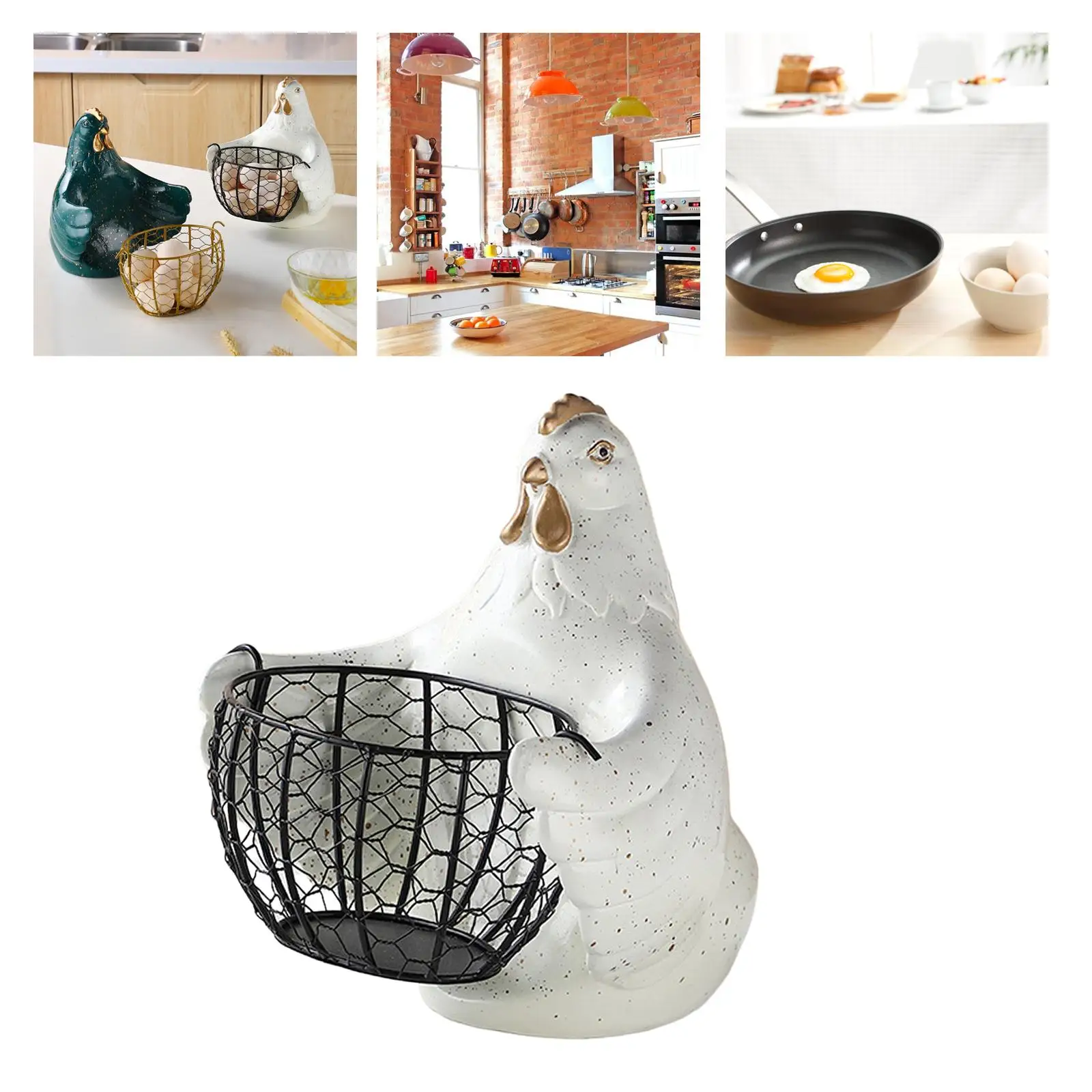 Iron Wire Baskets Hen Ornament Decoration Egg Holder for Farmhouse Desktop