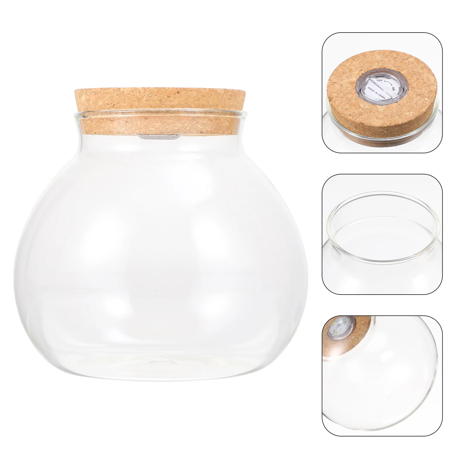 Borosilicate Glass Led Light Fish Tank Micro Landscape Bottle Cylindrical Aquarium Terrarium Container Pet Products Water Garden