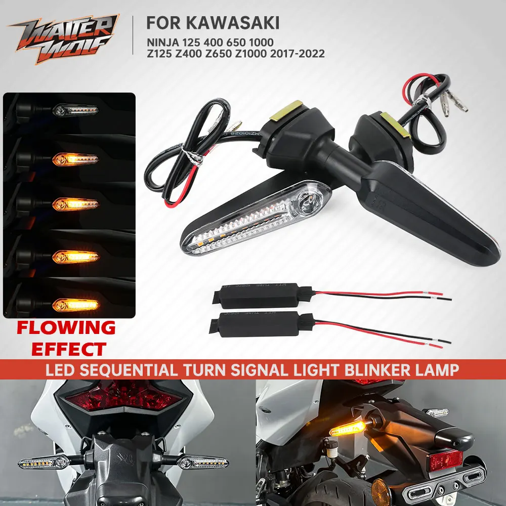 Per Kawasaki Ninja 125 400 650 1000 Zx6R Zx1000 Z1000Sx Led Lampeggiante Lampeggiante Lampeggiante Z1000 Z400 Z900 2017-2022