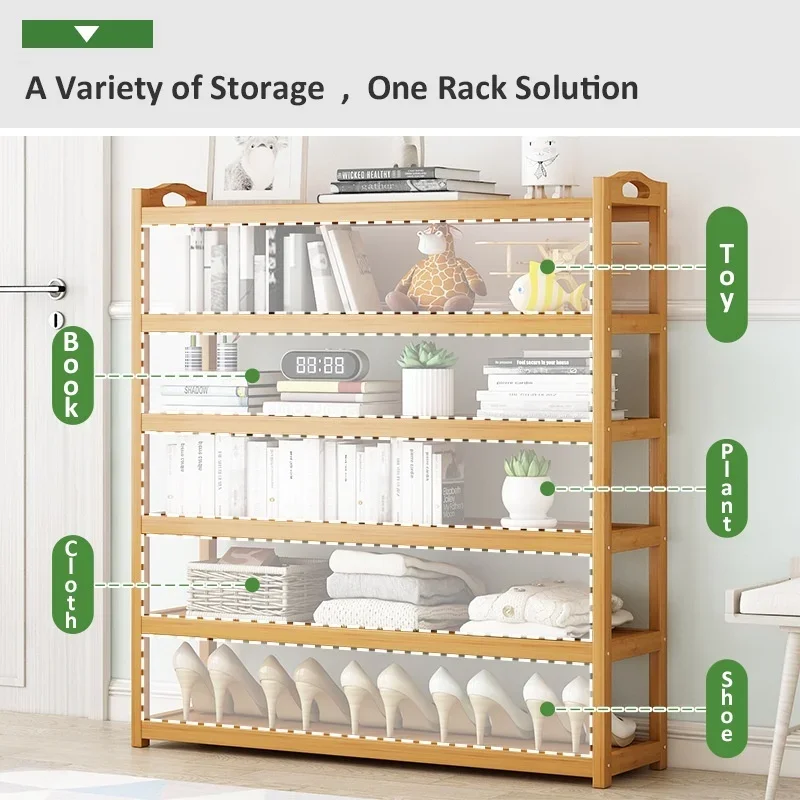Bamboo Shoe Rack Simple Entrance Shoe Cabinet MultiLayered Storage Large Capacity Shelf for Space Saving Home Organization