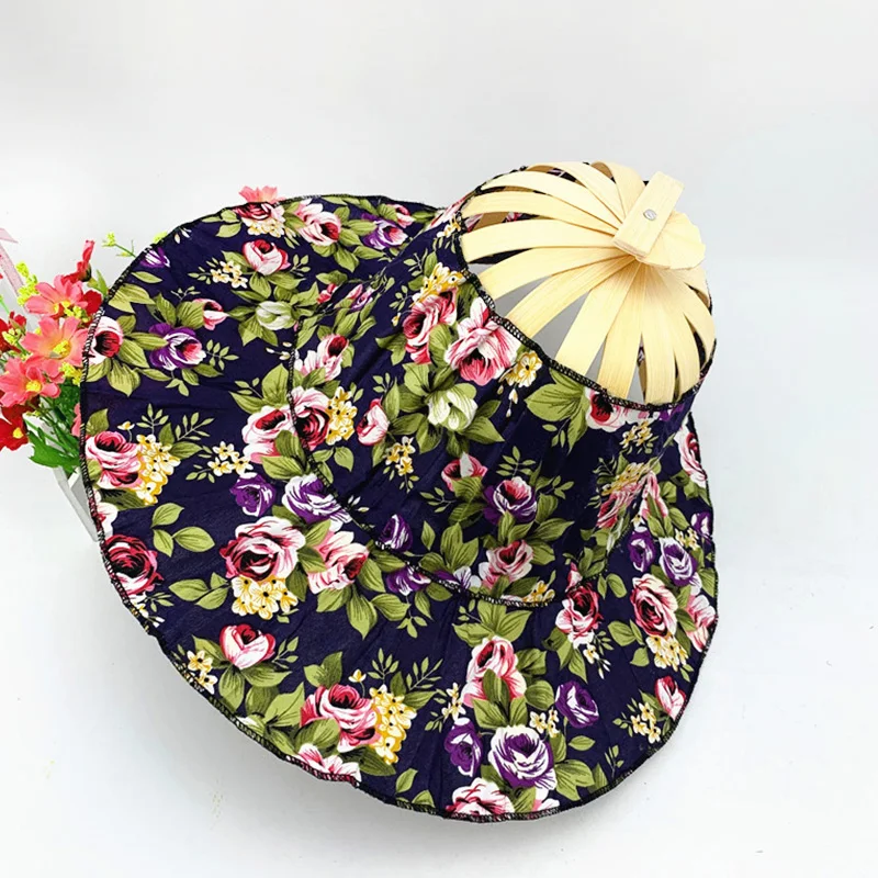 Spring And Summer Sun Shading Bamboo Fashion Foldable Multifunctional Beach Tourism Fan Hat Caps Japanese Decor_voghion.com
