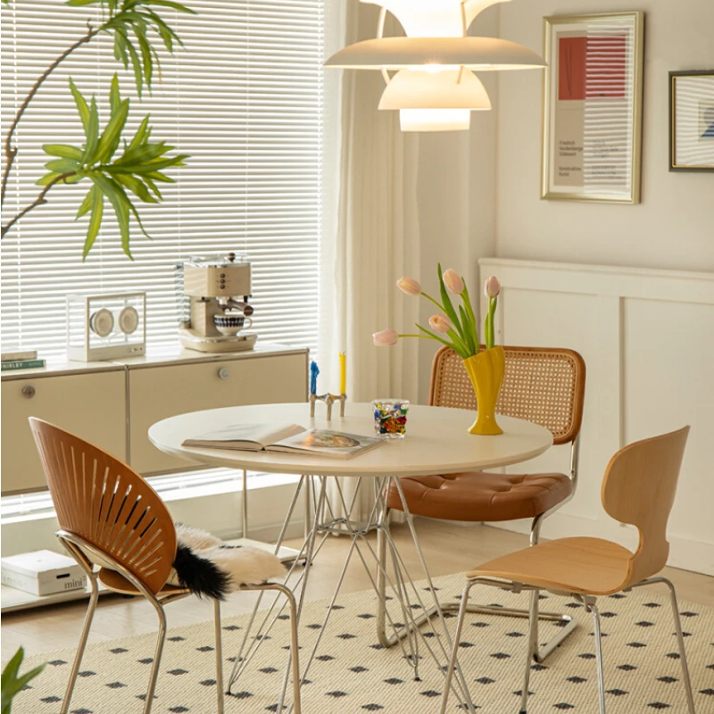 

Dining Table Home Small Apartment Simple White round Table Internet Celebrity Dining Room round Negotiation Table