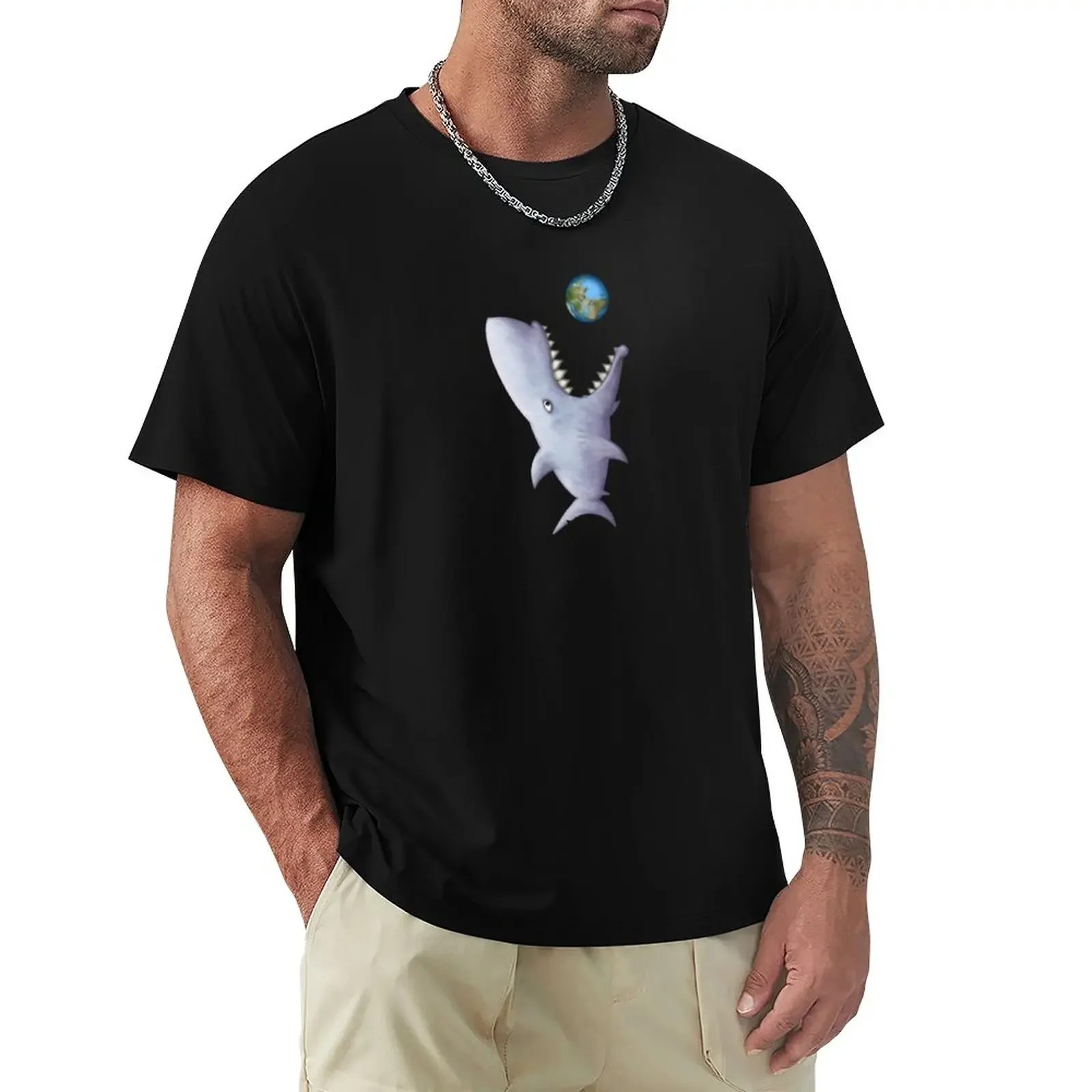 

Shark Eating Earth T-Shirt black t shirts tops cute tops tshirts for men