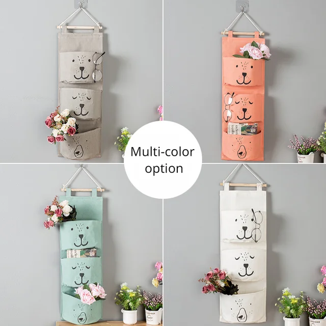 3 Zseb Aranyos Falra Szerelt Tároló Táska Kozmetikumok Játékszekrény Szervező Ruha Lógó Gyerekek Tasak Lakás Dekoráció - Image 6