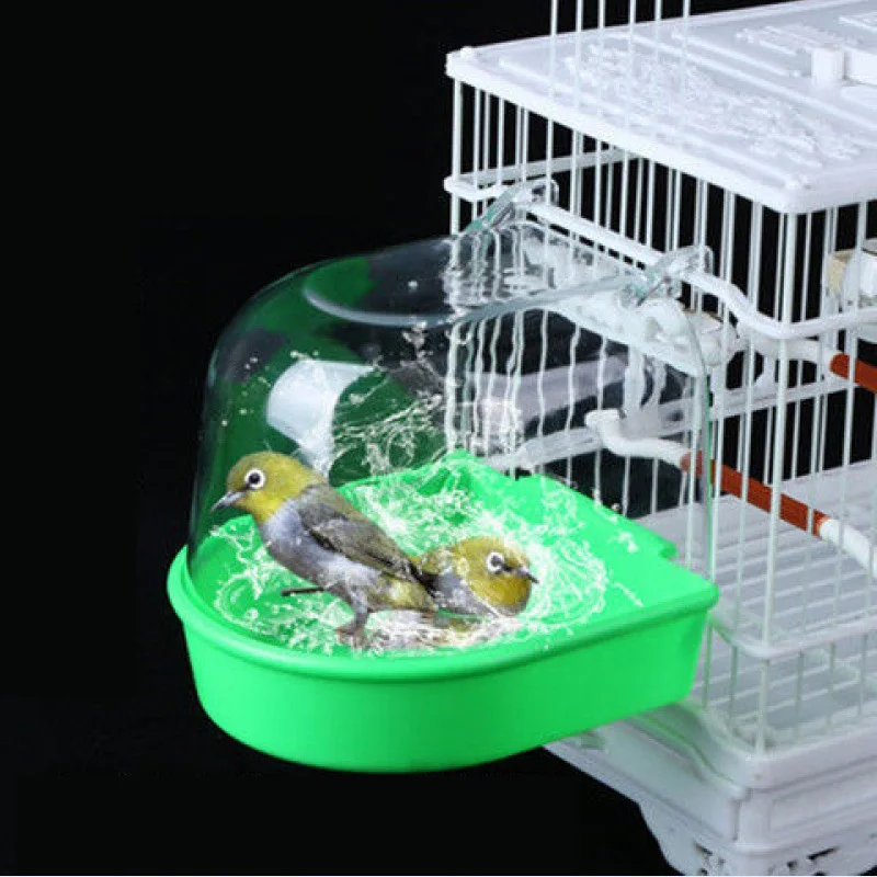 7 pcs green pet supplies bird parrot training toys set birds stand playground accessories gnawing toy Pet Birds Parrot Hanging Bath Shower Bathtub Accessories Bird Feeder Box Supplies Canary Parakeet Pets Toys New Plastic Simple