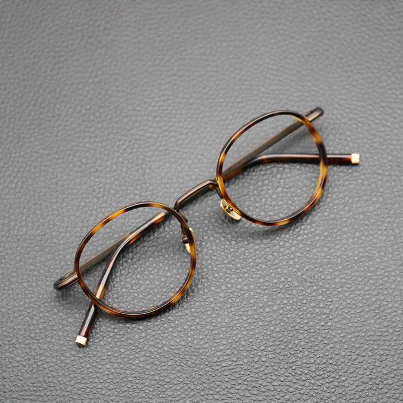 

Pure Titanium Retro Reading Handmade Eyewear Acetate Men Trend Ultralight Glasses Frame Myopic Niche Round Frame Eyeglasses