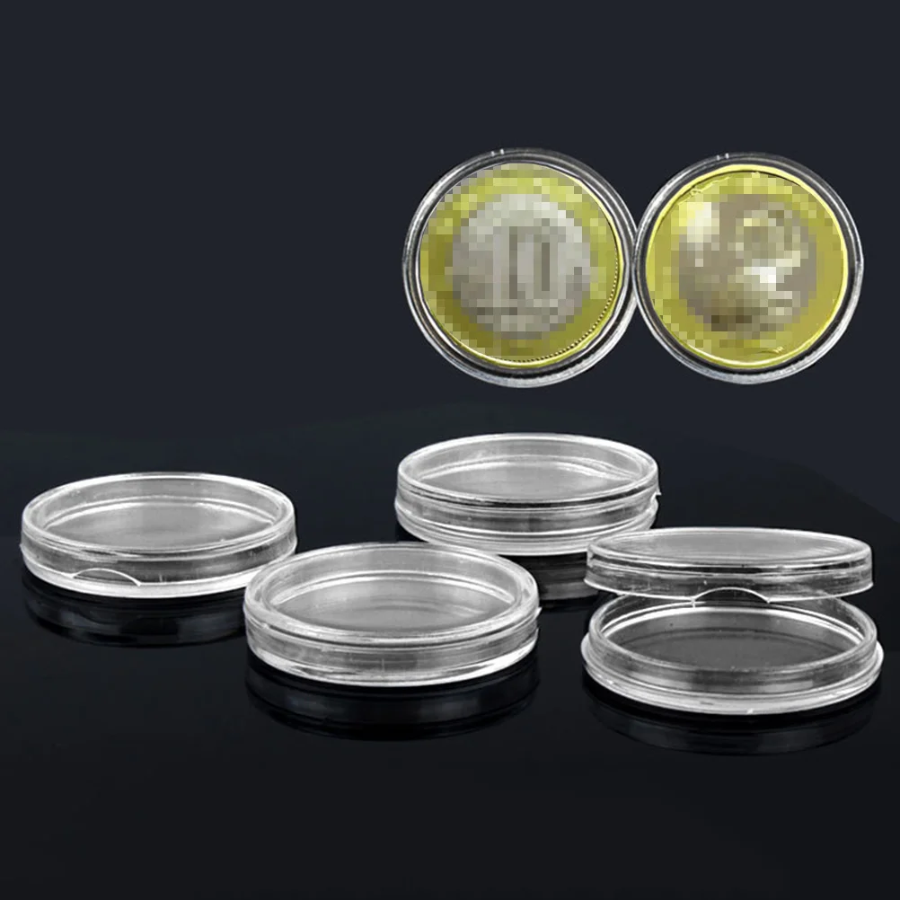 

50PCS 28mm Coin Collection Protection Box Coin Box Crystal Transparent Small Size Round Box