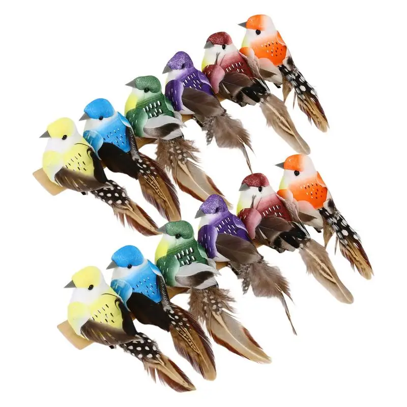 

Искусственные реалистичные зажимы для пера, Искусственные Птицы из пенопласта, Имитация животных, Искусственное перо, украшение для сада, 12 шт.