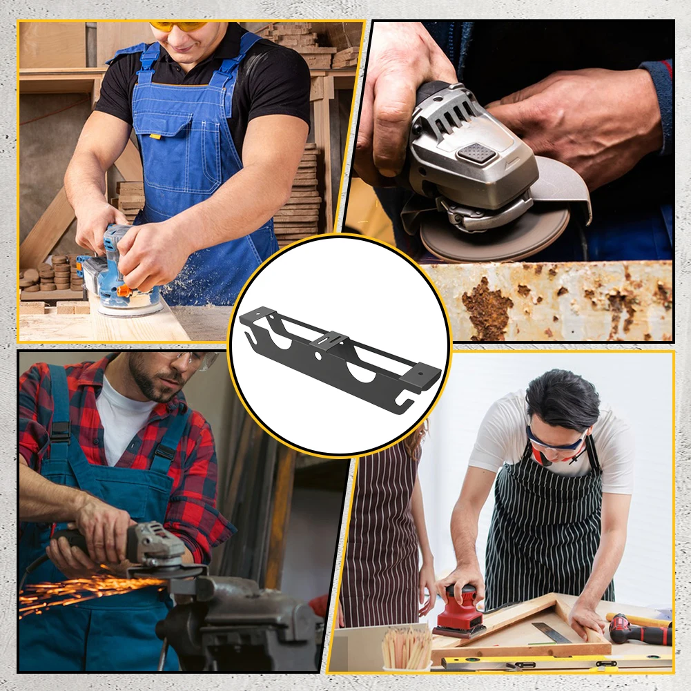 2 Bay Angle Grinder Rack with Cord Hanger Angle Grinder Holder 2 Bay Stand Storage Rack for Cutters Polishers Workspace