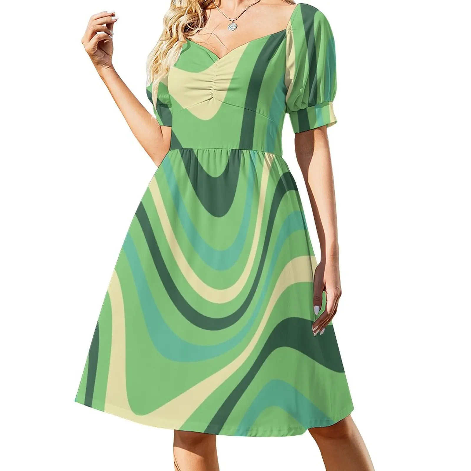 

Liquid Swirl Abstract Pattern Green Sleeveless Dress dresses for official occasions women's summer dresses 2023