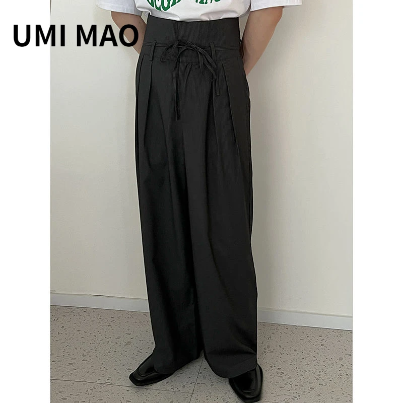 

UMI MAO Yamamoto Dark New Design High Waist Striped Casual Pants Loose Straight Trousers Unisex For Men And Women Femme Y2K