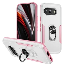 Luxury Military-Grade Heavy Duty Anti-Fall Phone Case with Ring Holder and Stand - Shockproof Hard Cover for Google Pixel 9 Pro XL (WH-PK)