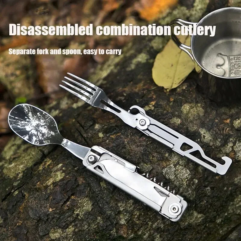 Multifunctional Cutlery Set Portable Folding Tableware Camping Knife Fork Spoon camping cutlery portable tableware portable cutlery titanium tableware