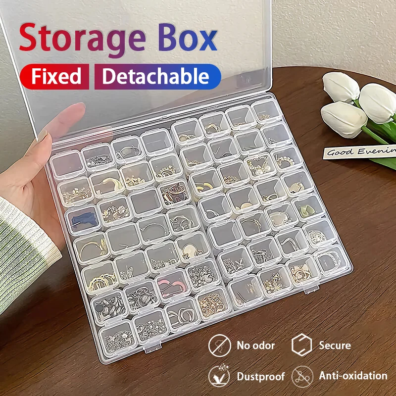 26/28/56 Grids Transparent Organizer Box Plastic Square Adjustable ...