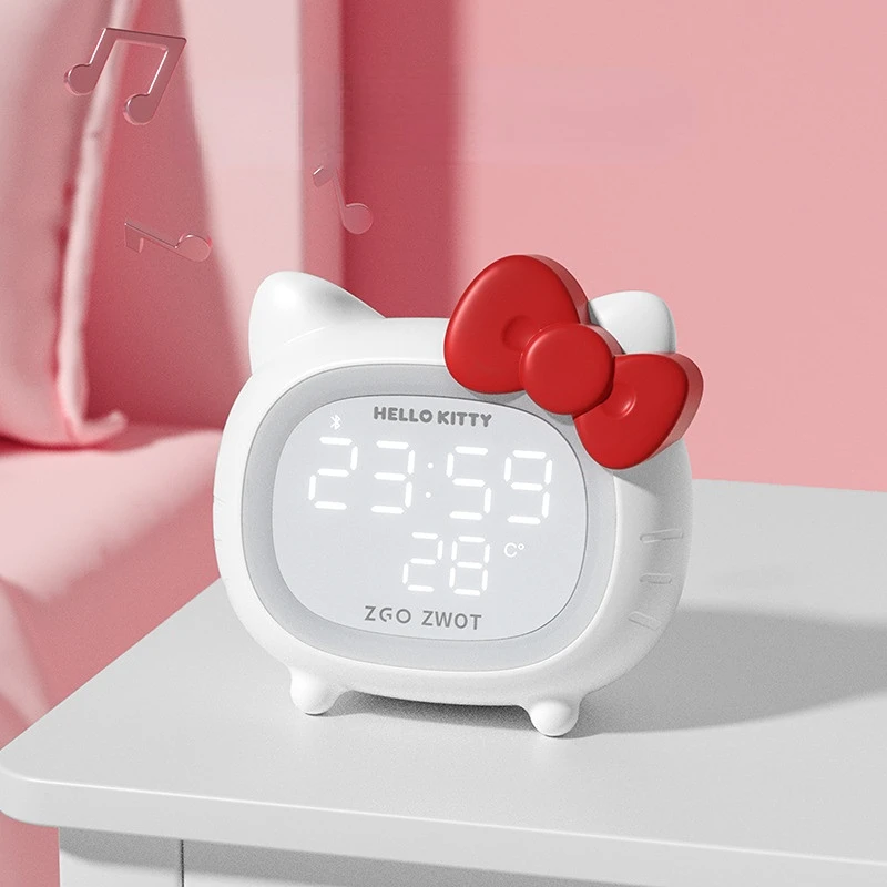 Sanrio-Hello-Kitty-Kuromi-My-Melody-Bluetooth-Audio-Hello-Kitty-Kids-Smart-Alarm-Clock-LED-Ambient.jpg Sanrio Hello Kitty Kuromi My Melody Bluetooth Audio Gyerekek Intelligens Ébresztőóra Led Környezeti Világítókar Macska Hangszóró - Image 2