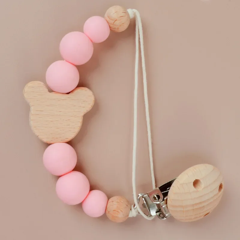 Pacifier Clip Pacifier Chain Pacifier Accessories Teether Clip Personalized Baby Pacifier Clip Custom Name Infant Dummy Clips Baby Souvenir Newborn Gift Wood Supplies New Mother Gift