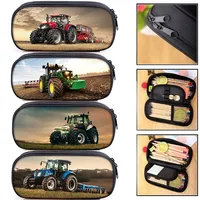 Cool Excavator Tractor Print Cosmetic Case Play with Farm Tractor Pencil Box for Teenager Storage Stationary Bag School Cases 1