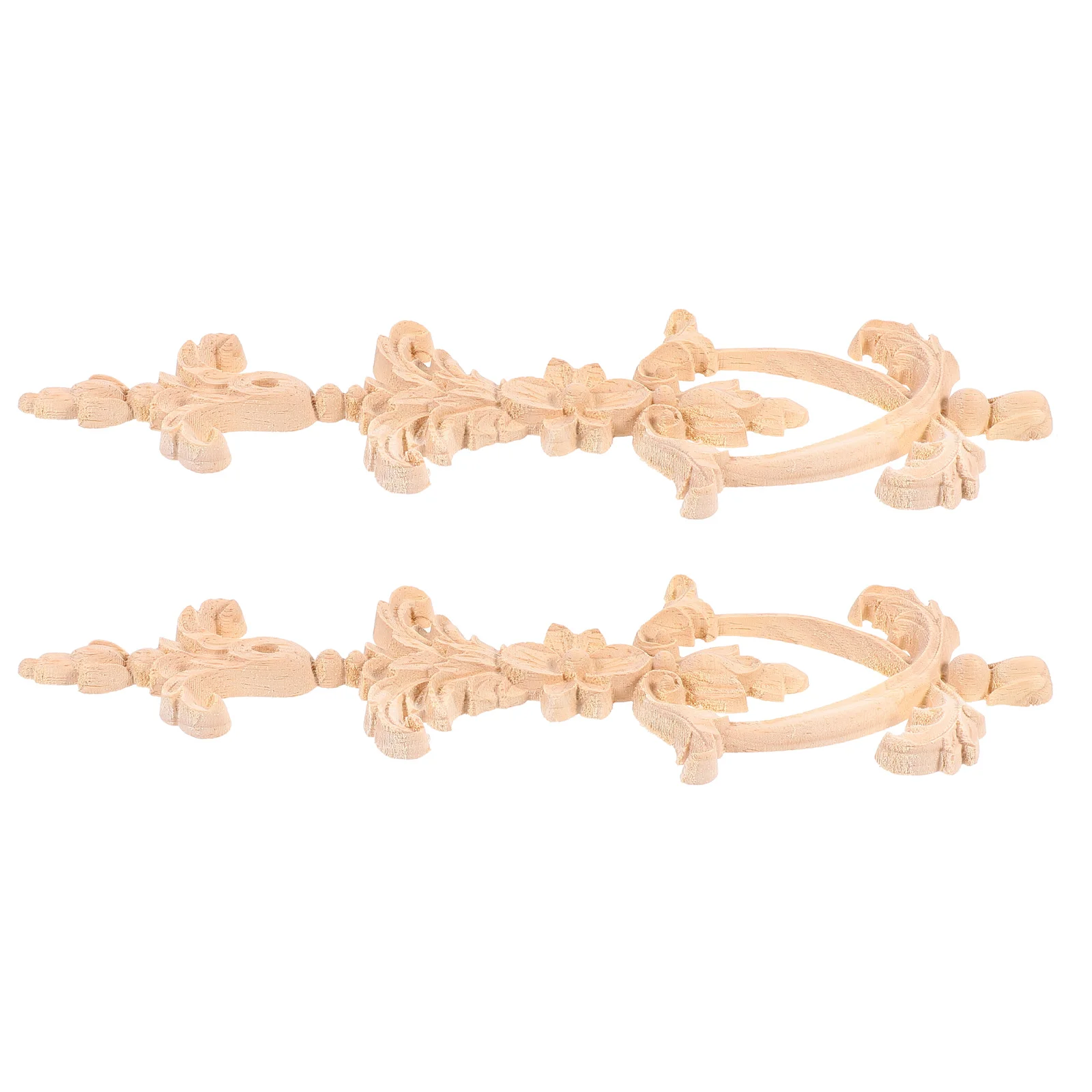 

2 Pcs Cabinet Decoration Decals Retro Furniture Wardrobe Wood Applique Decorate