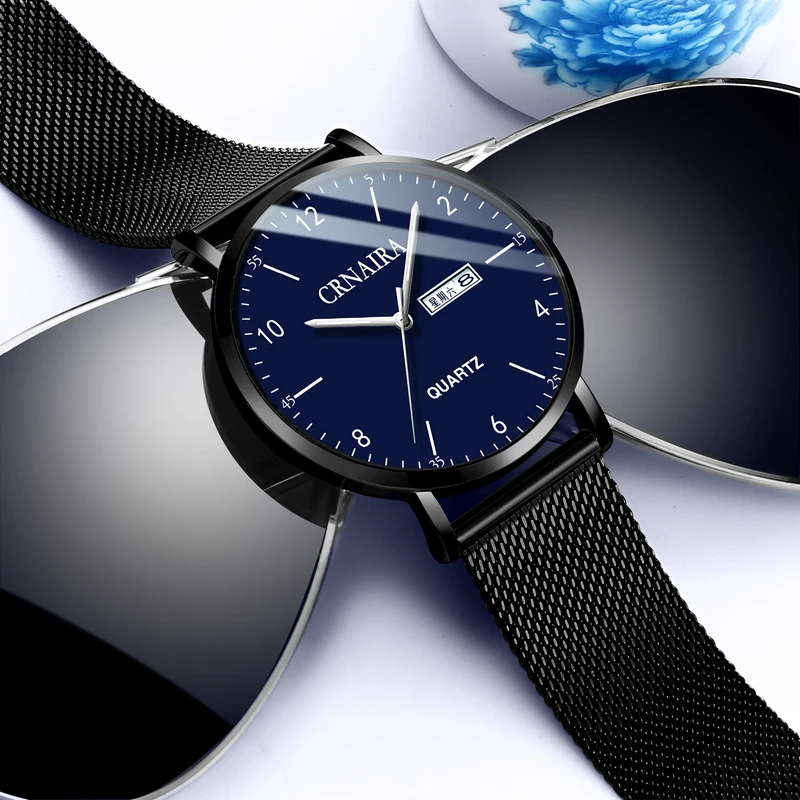 Crnaira 2022 Minimalist Men's Fashion Ultra-thin Watch Simple Men Business Quartz Wristwatch Mens Watch relogio masculino