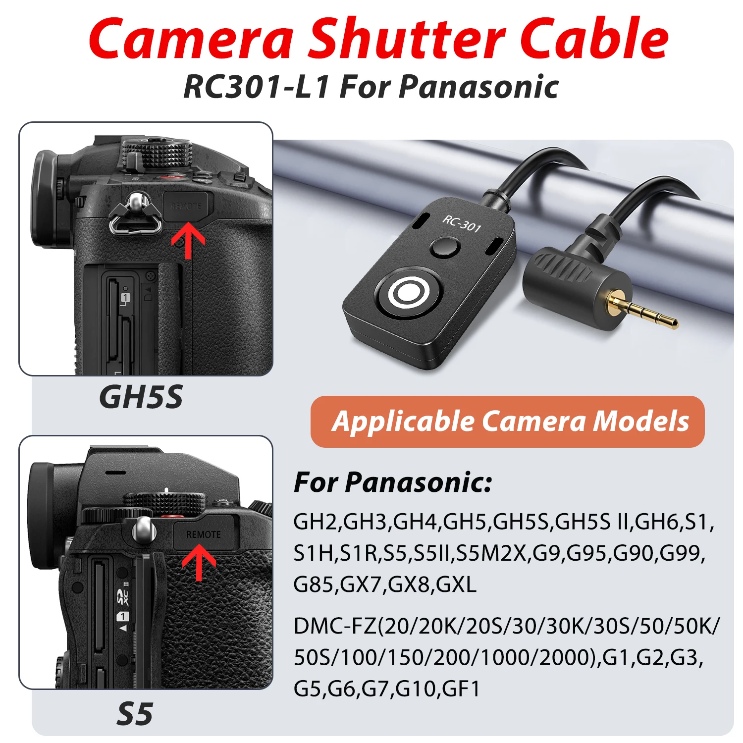 For Panasonic s5,s5m2x Shutter Release Cable Small shutter remote control extension cable 196 inches s5ii. gh5,gh4,gh5,g9,g85
