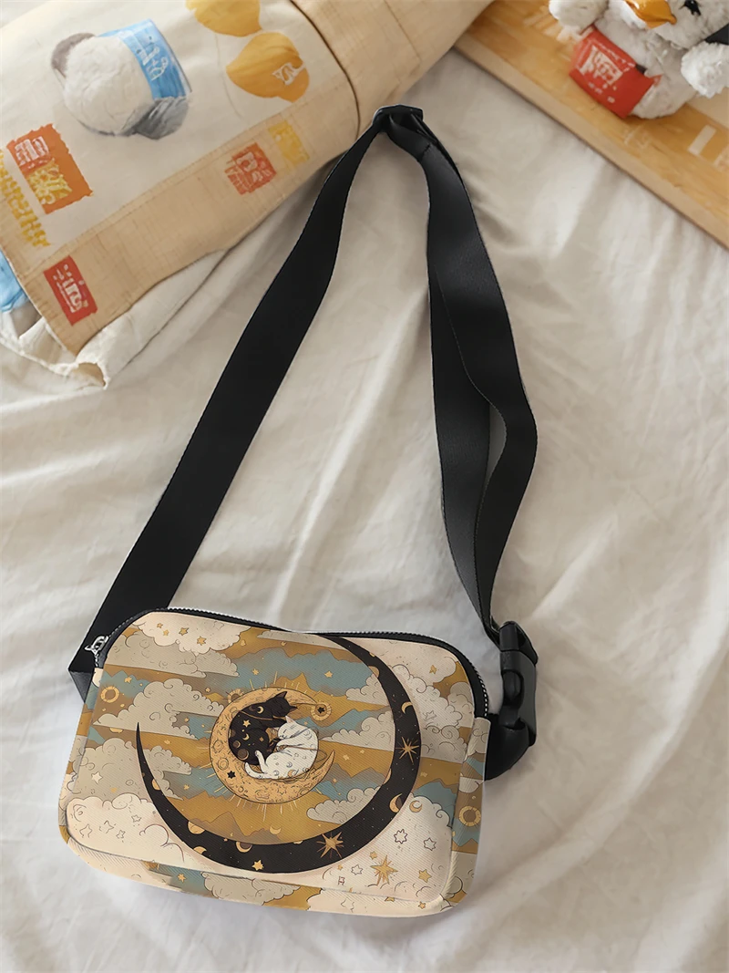 1pc,cat starry sky fashionable adjustable crossbody bag, neutral sports waist bag, suitable for running