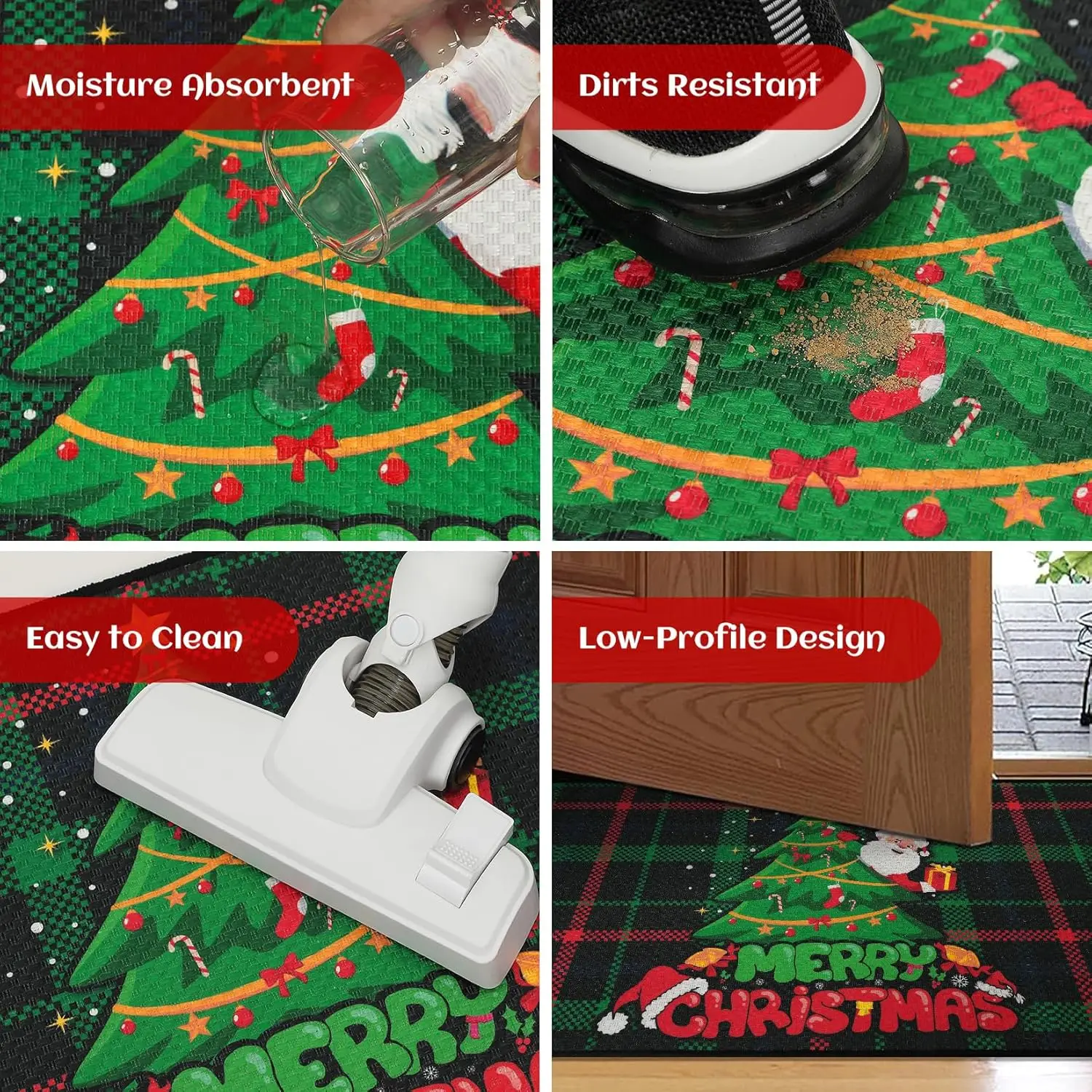 2er-Set dekorative Weihnachtsküchenteppiche mit Schneeflocke, rutschfeste, waschbare Küchenmatte für die Weihnachtsdekoration im Winter zu Hause – Detail 37