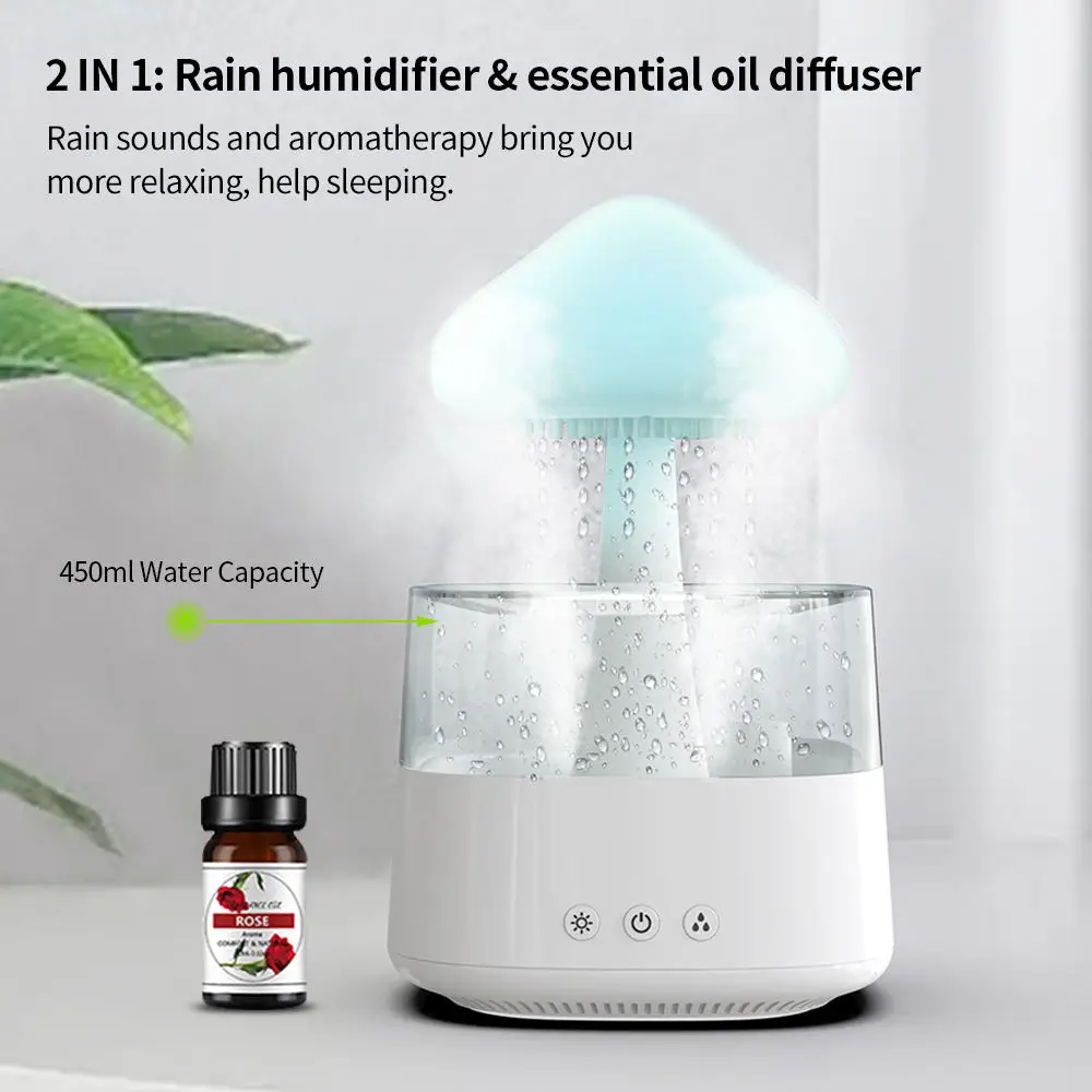 Lampe nuage de pluie tendance champignon humidificateur d'air diffuseur  goutte d